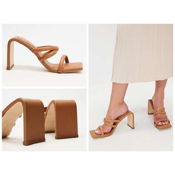 💕CULT GAIA💕 Letta Heel Sandals ~ Camel Brown 39 New Without Box - Picture 2 of 16
